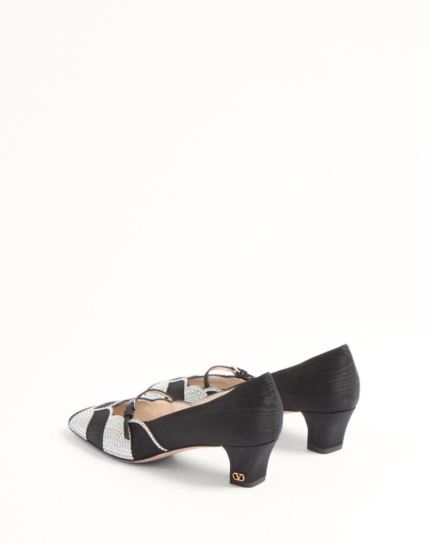 BOWOW PUMPS IN MOIRÈ FABRIC WITH CRYSTALS 45MM - Image 2